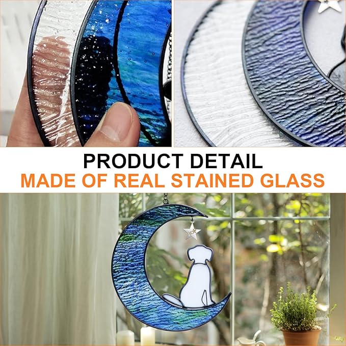 Stained Glass Dog Suncatcher Memorial Gifts for Pet Loss, Window Hanging Decor, Bereavement Gifts in Memory of Dog Passing