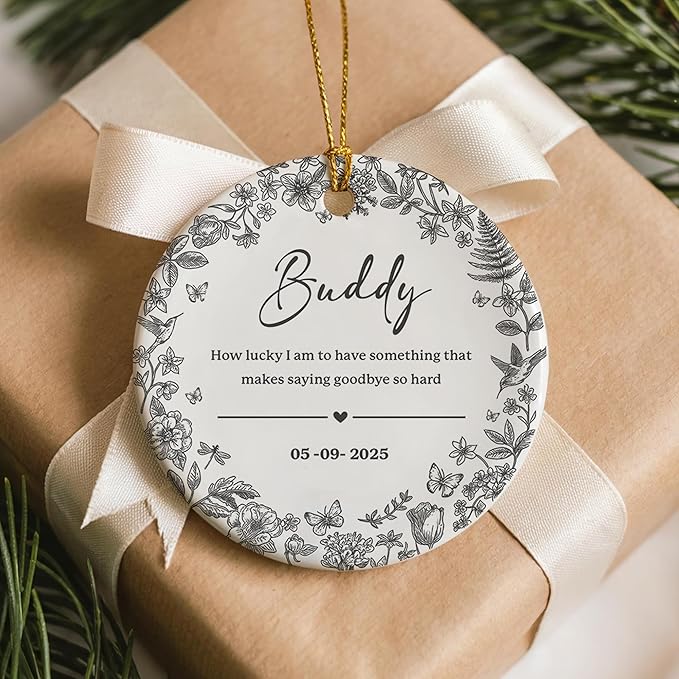 Personalized Chinoiserie Toile Pet Memorial Ornament – Custom Dog or Cat Christmas Ornament – Personalized with Name and Date – Custom Pet Picture Ornament – Pet Lovers Gift