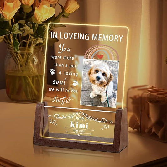Personalized Dog Memorial Gifts for Loss of Dog, Pet Memorial Gifts for Dogs, Customized Pet Memorial Night Light, Dog Loss Sympathy Gift, Memorial Gifts for Cats, Dog Memorial Acrylic Plaque