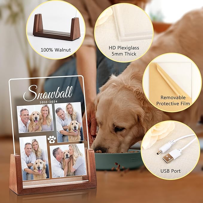 Customized Dog Memorial Gifts, Pet Memorial Gifts for Dogs, Loss of a Dog Sympathy Gift, Dog Memorial Gifts for Loss of Dog, Pet Memorial Gifts Cat, Dog Memorial Acrylic Night Light Plaque