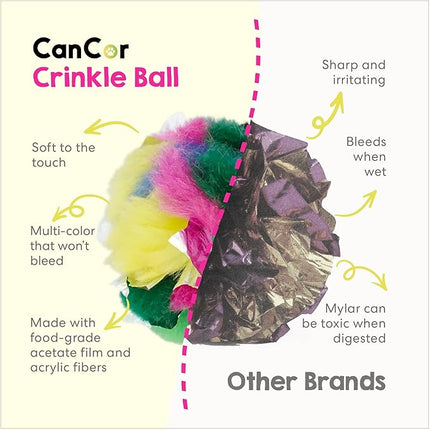 Cat Crinkle Balls 1.5 Inch | 12 Pack | Perfect Stocking Stuffer for Christmas | Soft Lightweight Indoor Cat Toys with Durable Crinkle Build and Engaging Crinkle Sound