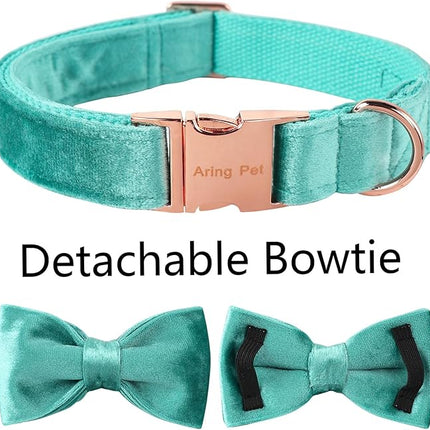 ARING PET Bowtie Dog Collar-Velvet Dog Collars with Removable Bowtie, Cute & Comfortable Dog Collar.