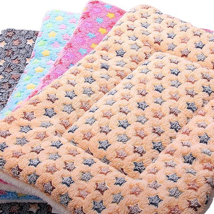 FJWYSANGU Fluffy Pet Cat Blanket Soft Coral Velvet Pet Puppy Cushion Mat Warm Cover Soft Pad Mat(Star V2/Beige,X-Large)