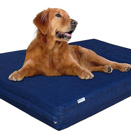Dogbed4less Extra Large Gel-Infused Memory Foam Dog Bed, Orthopedic Ultra Plush Human Grade Mattress, Thick Waterproof Lining and Heavy Duty Blue Denim Cover, Fit XL 48"X30" Crate