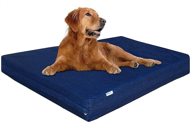 Dogbed4less Extra Large Gel-Infused Memory Foam Dog Bed, Orthopedic Ultra Plush Human Grade Mattress, Thick Waterproof Lining and Heavy Duty Blue Denim Cover, Fit XL 48"X30" Crate