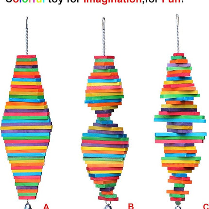 Bird Chewing Toy Large Medium Parrot Cage Bite Toys African Grey Macaws Cockatoos Eclectus Amazon (Rainbow-23.2inch)