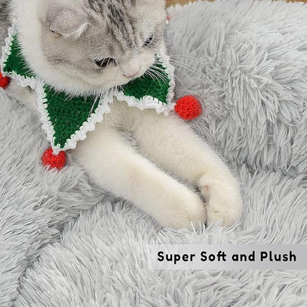 Calming Dog & Cat Bed - Anti-Anxiety Donut Dog Cuddler, Warming Cozy Soft Round Bed, Fluffy Faux Fur Plush Dog Cat Cushion for Small Medium Dogs and Cats (20"/24"/27"/30")