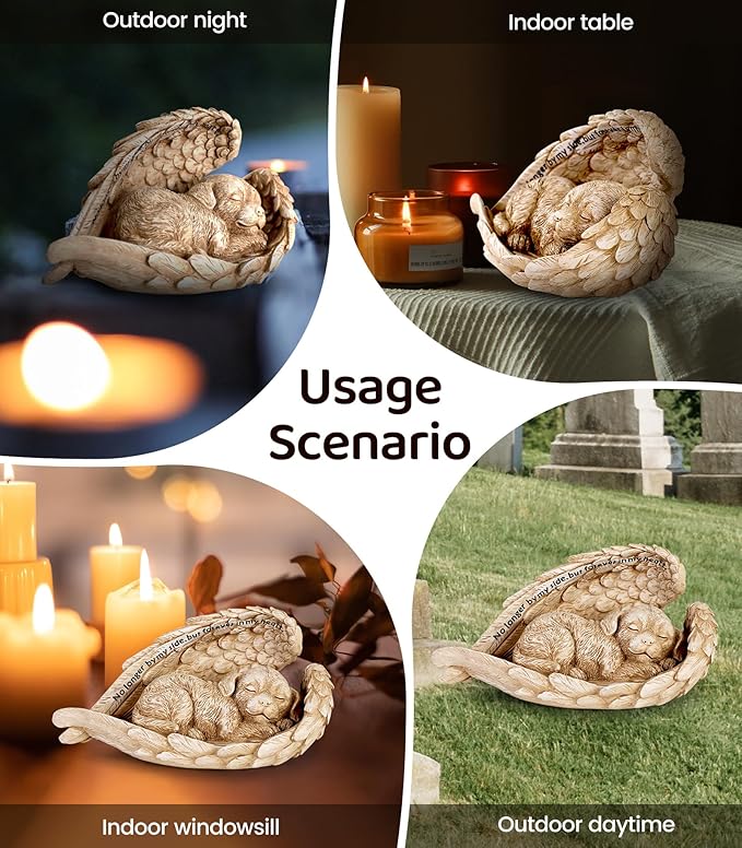 Dog Memorial Stone for Outdoor, Pet Memorial Stones for Dogs with Personalized Engraving, Weather-Resistant Garden Stone for Pet Cemetery, Backyard & Memorial Garden to Honor Pets(Light Brown)