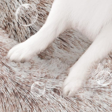 NOYAL Calming Donut Dog Bed for Small to Medium Dogs & Cats - Plush Faux Fur Anti-Anxiety Pet Bed with Machine Washable Cover & Non-Slip Base