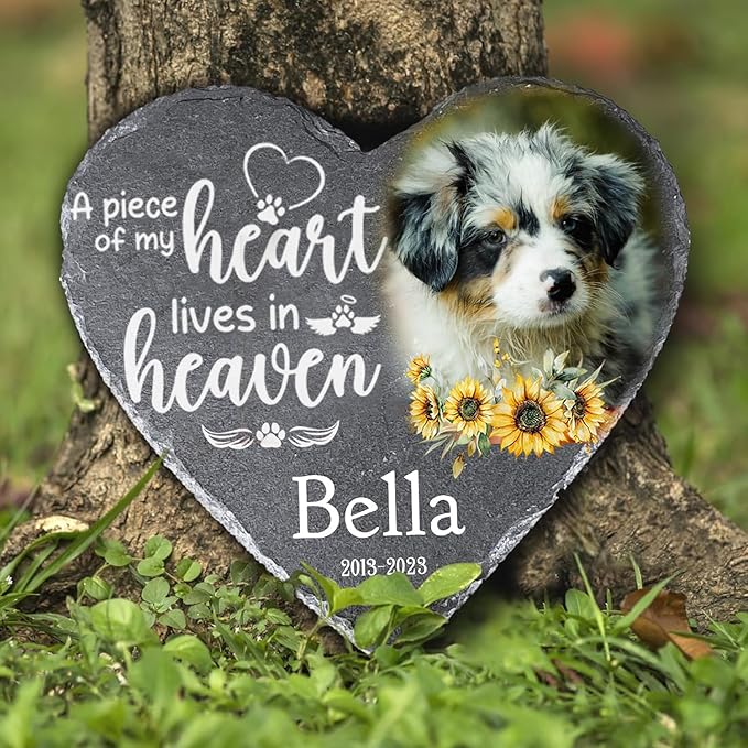 Gabita Personalized photo Dog Memorial Stone, Custom Pet Memorial Stone for Dogs, Dog Memory Stones for Garden, Sympathy Gift for Loss of Pet, Dogs Grave Marker Headstone