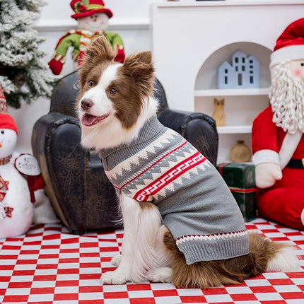 BINGPET Dog Sweater, Turtleneck Classic Knit Dog Sweaters for Small Medium Large Dogs with Leash Hole, Pet Winter Clothes Warm Sweatshirts Outfits for Doggie and Cats Grey(X-Large)