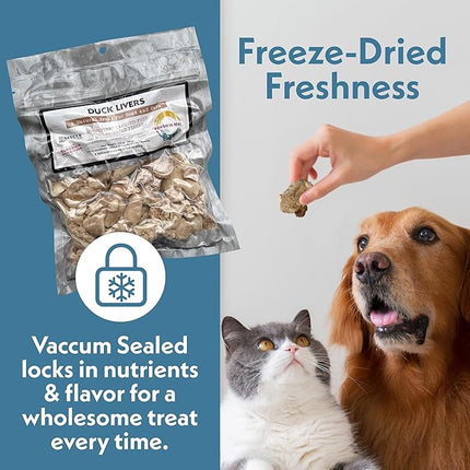 Fresh Is Best Freeze Dried Dog Treats – Raw Freeze Dried Cat Treats in Resealable Zipper Bag – High-Protein Duck Livers for Dogs & Cats – Made in The USA