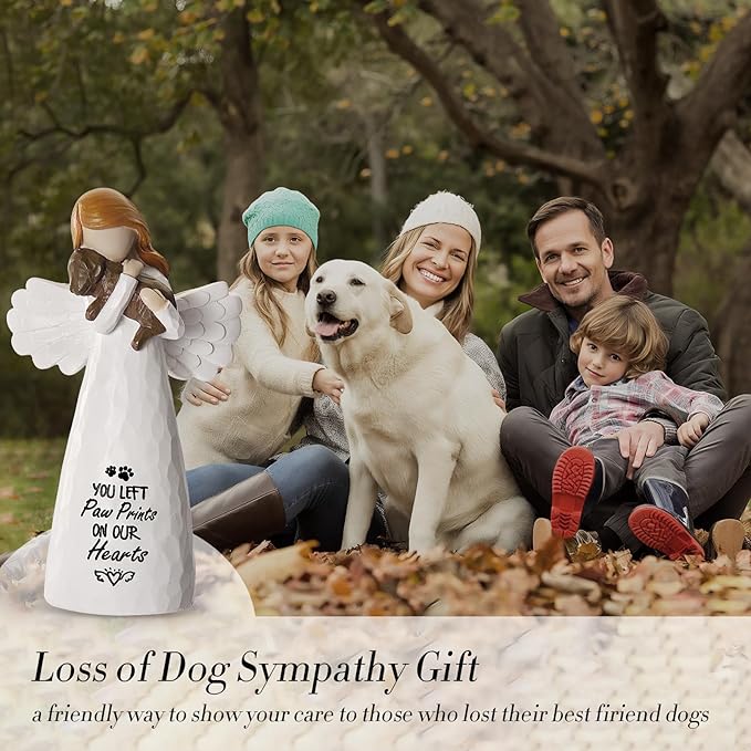 Pet Memorial Gifts for Dogs - Dog Bereavement Sympathy Gift, Loss of Dog Remembrance Keepsake with “You Left Paw Prints on Our Hearts”, Ideal for Rainbow Bridge & Pet Loss Memorial(White)