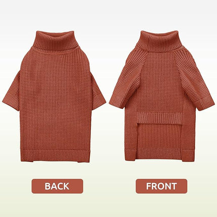 Queenmore Dog Sweater for Large Breeds, Long Sleeve Warm Dog Sweaters, Turtleneck Knitted Pullover Pet Clothes, XL Dog KintSweater, Cat Knitwear, Saddle Brown XL