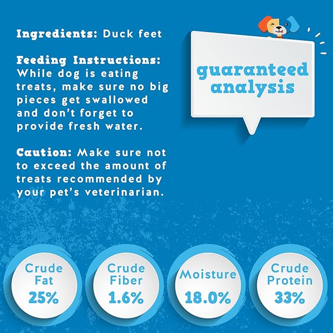 Jack&Pup Duck Feet for Dogs – All Natural Dog Chews, Single Ingredient Dehydrated Duck Feet Dog Treats – Great for Small & Medium Dogs (20 Count) Great Alternative to Chicken Feet
