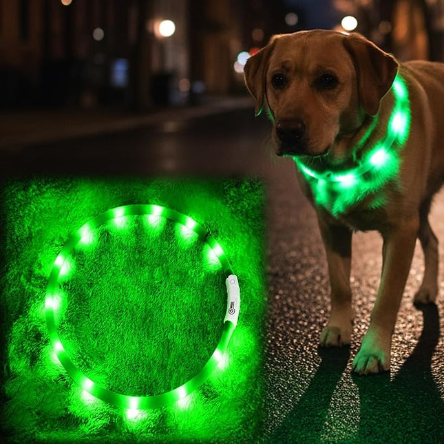 Light Up Dog Collar, Rechargeable Glowing Dog Collar, Light Dog Collar for Night Walking with 1640 FT of Visibility - Brightest LED Dog Collar Light, 3 Flashing Modes, Keeps Your Pets Safe in The Dark