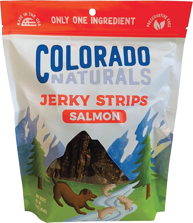 Salmon Jerky Strips Dog Treats, 16 oz – All-Natural, Made in USA, No Fillers or Preservatives – Wild Alaskan Caught, Rich with Omega-3