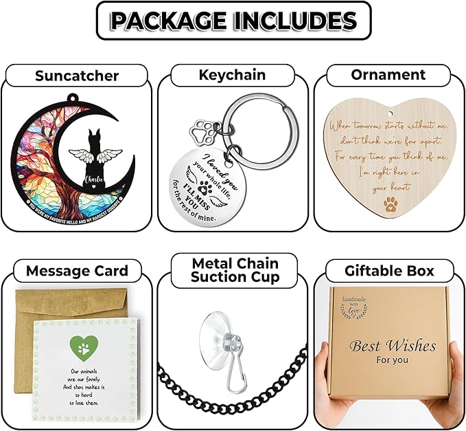 Personalized Angel Dog Memorial Suncatcher, Engraved Pet Memorial Ornament, Pet Sympathy Keychain, Loss of Animal Sympathy Card, Rainbow Bridge Dog Loss Gift, Bereavement Suncatcher Hanging