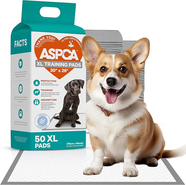 ASPCA Scented Puppy Pads, [50 Count], Dog Pee Pads for Training, Absorbent Potty Pads for Dogs, Quick-Drying Leakproof Large Dog Pads with Odor Control, 26"x30", XL Puppy Pads for Indoor/Outdoor Use