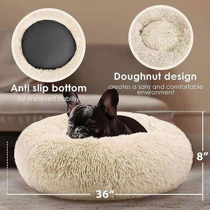 Extra Large Dog Beds, 36 Inch Human Dog Anxiety Relief Comfort Bed, Indestructible & Chew Proof Pet Beds (Light Brown)