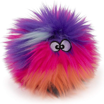goDog Just for Me Furballz Squeaky Plush Ball Dog Toy, Chew Guard Technology - Cool Rainbow, Mini