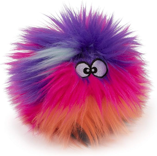 goDog Just for Me Furballz Squeaky Plush Ball Dog Toy, Chew Guard Technology - Cool Rainbow, Mini