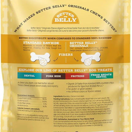 Better Belly Chicken Liver Rawhide Large Dog Bones, 2-Count