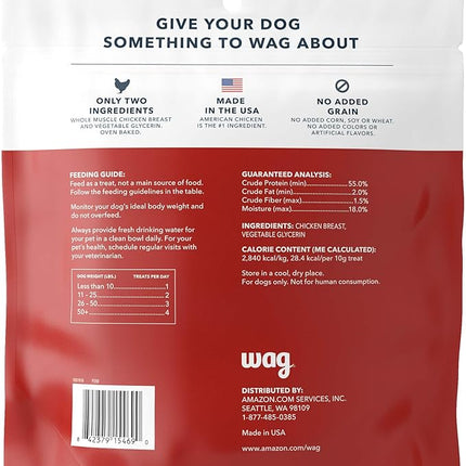 Amazon Brand – Wag Chewy Whole Muscle American Jerky Dog Treats – Chicken