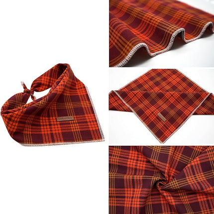 Lionheart glory Dog Bandana 1 Pack Washable Soft Plaid Dog Scarf, Fall Bib Scarf Boy Girl Bandana Square Adjustable Dog Bandanas for Small to Large Dog