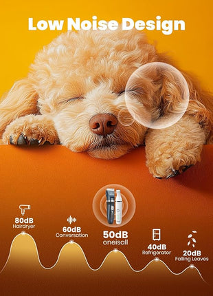 oneisall Dog Clippers and Paw Trimmer Kit 2 in 1 Low Noise Cordless Dog Clippers for Grooming Pet Hair Trimmers for Small and Large Dogs Cats Animals