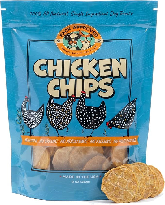 Chicken Chips - Crunchy, Single Ingredient Dog Treat -100% All Natural Chicken Breast - 12oz