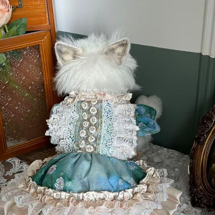 Fashion Sweet Puppy Dog Lace Princess Dress for EXTRAL Small and Small Dog C-Green XX-Small