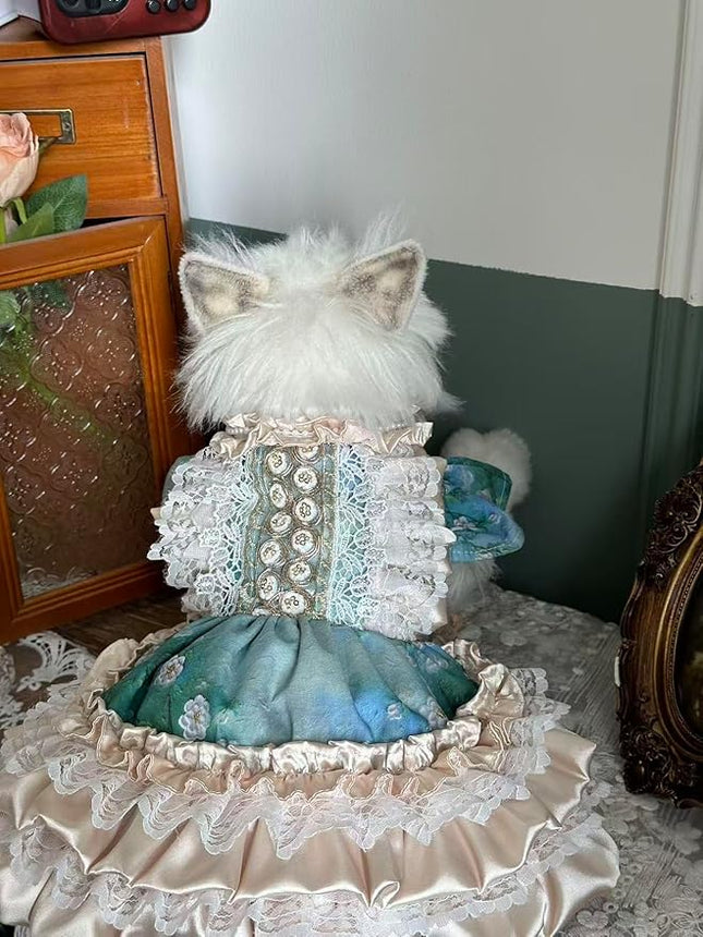 Fashion Sweet Puppy Dog Lace Princess Dress for EXTRAL Small and Small Dog C-Green Large