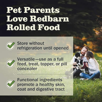 Redbarn Pet Products Premium Rolled Dog Food, Semi-Moist, Beef Recipe - High Protein Full Feed, Topper, Training Treat, or Pill Pouch - Balanced Meal with Functional Ingredients - 4 lb, 8 Rolls