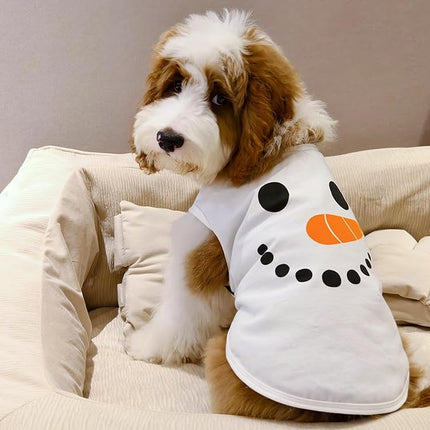 Fitwarm Snowman Dog Christmas Outfit, Holiday Dog Clothes for Small Dogs Boy Girl, Cute Pet Shirt, Black, White, Orange, Small