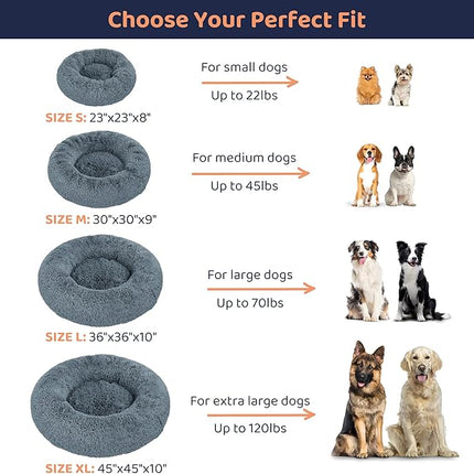 Donut Dog Bed - Premium Comfort for Anxiety Relief - Fluffy & Calming Design with Ultra-Plush Support | Cozy Round Dog Bed with Super Soft Circle Style (Dark Grey, X-Large)