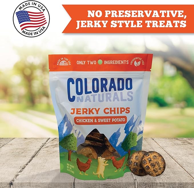 Chicken & Sweet Potato Jerky Chips Dog Treats, 6 oz – All-Natural, Made in USA, No Fillers or Preservatives – Promote Bone and Joint Health