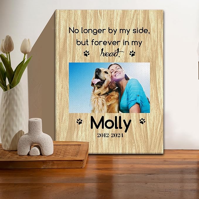 Personalized Pet Memorial Gifts for Dogs Customized Gifts for Dogs Cats Custom Loss of Pet Sympathy Gift Canvas Dog Loss Gift Canvas with Picture Name