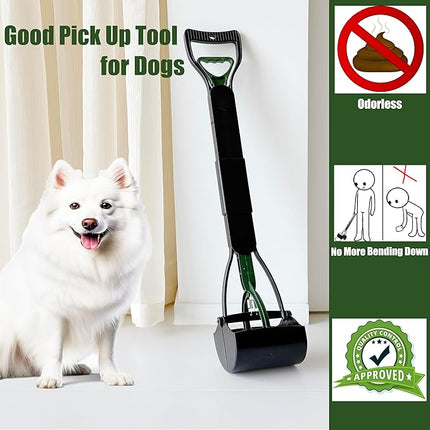 Dog Pooper Scooper for Large Medium & Small Dogs Heavy Duty,Long Handled Dog Poop Scooper for Grass,Durable Dog Poop Pick Up Tool (Dark Green)