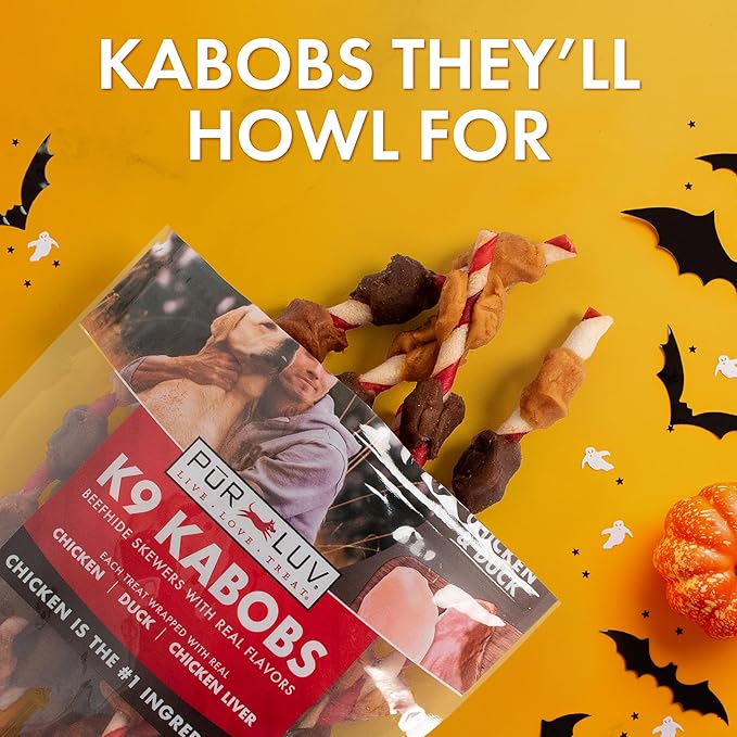 Dog Treats, K9 Kabobs Made with Real Chicken, Duck, and Sweet Potato, 12 Ounces, Dog Snacks, Healthy, Easily Digestible, Long-Lasting, High Protein Treat, Satisfies Urge to Chew
