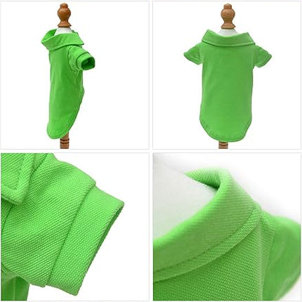 lovelonglong Basic Dog Polo Shirts Premium Cotton, Polo T-Shirts for Large Medium Small Dogs with a Two-Button Collar Blank Color Green M