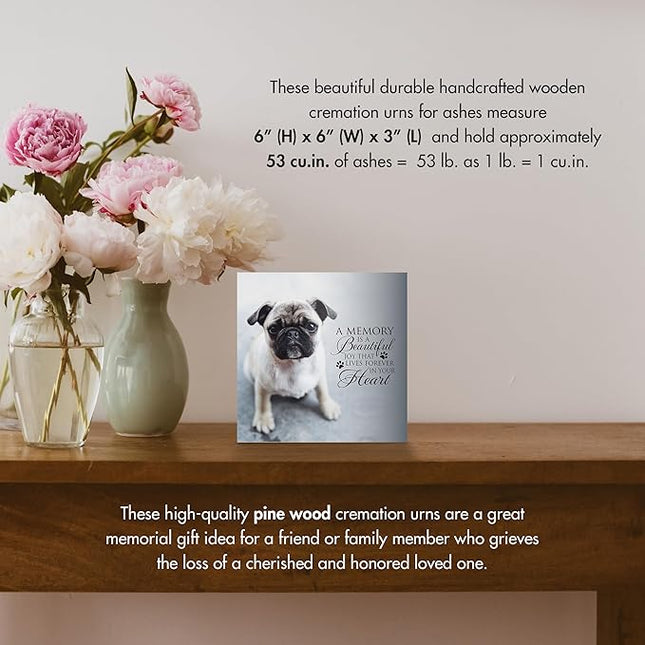Lifesong Milestones Wooden Shadow Box Cremation Urn for Pet Ashes| Urns for Ashes of Deceased Pet Dog Cat| Sympathy Keepsake 6x6