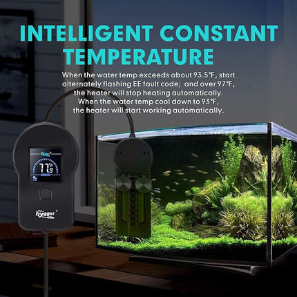 hygger 500W Aquarium Heater, Submersible Fish Tank Water Heater with External Color LED Digital Temperature Controller, Fast Heating for 60~120 Gallon
