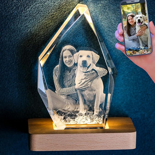 Personalized Dog Memorial Gifts, Custom Pet 3D Crystal Photo,Pet Memorial,3D Engraved Crystal Keepsake Gift, Dog Photo Frame,Personalized Gift for Birthday