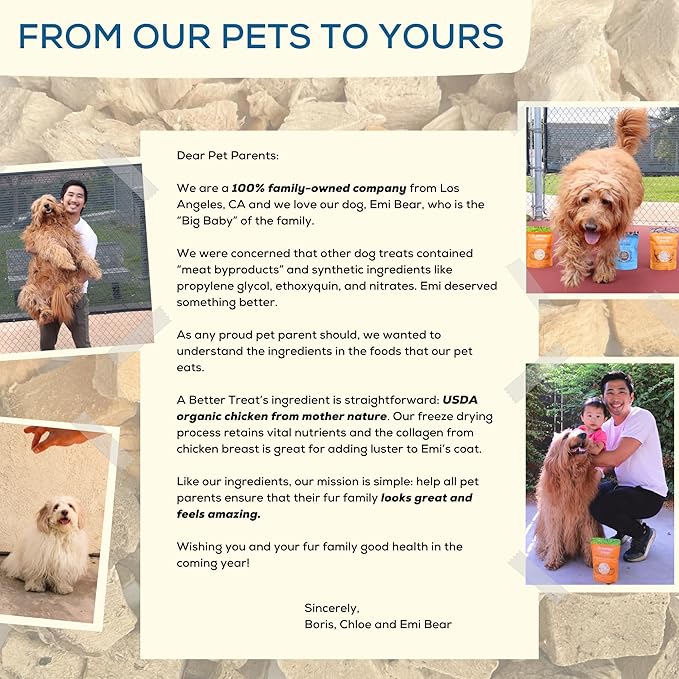 A Better Treat – Organic Freeze Dried Chicken Breast Dog Treats, Organic, Single Ingredient | Natural Healthy High Value | Gluten Free, Grain Free, High Protein, Diabetic Friendly | Made in The USA