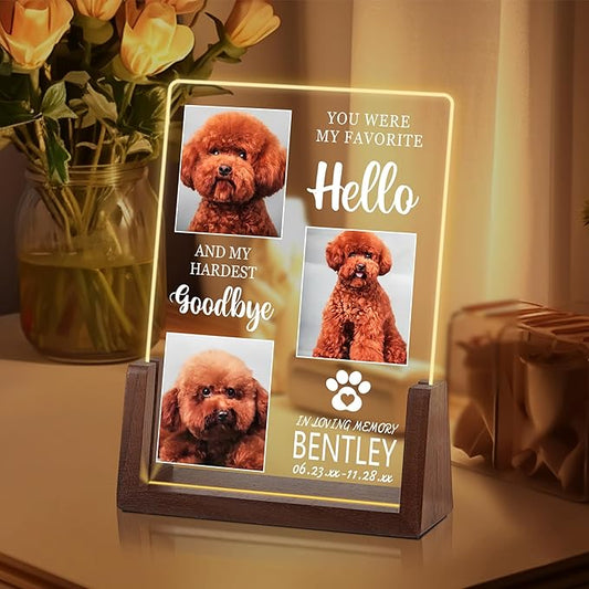 Pet Memorial Gifts for Dogs, Dog Memorial Gifts for Loss of Dog, Dog Memorial Night Light, Cat Loss Sympathy Gifts, Custom Pet Memorial Acrylic Plaque, Cat Memorial Gifts, Memorial Gifts for Pet Lover