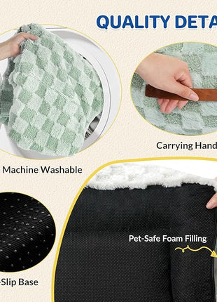 Cat Bed Cats Couch for Puppy and Kitten, Fluffy Pet Couch Small Dog Sofa Bed, Supportive Cat Sofa for Indoor Cats, Washable Cover & Non-Slip, 26 inch, Green