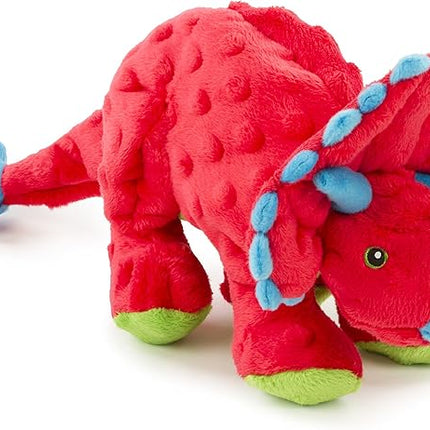 goDog Dinos Frills Squeaky Plush Dog Toy with Chew Guard Technology, Durable Fabric & Squeaker for Active Play, Red, Large