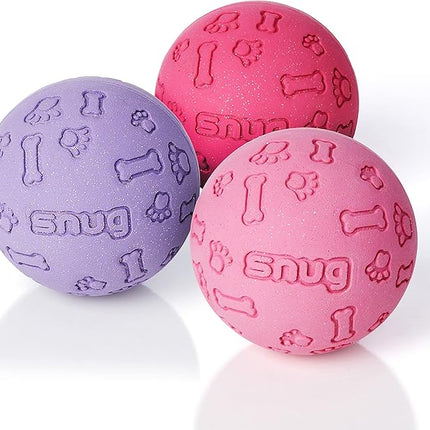 Snug Rubber Dog Balls for Small and Medium Dogs - Tennis Ball Size - Virtually Indestructible (3 Pack - Chic)