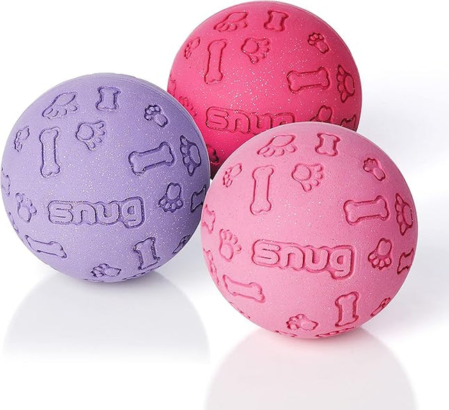 Snug Rubber Dog Balls for Small and Medium Dogs - Tennis Ball Size - Virtually Indestructible (3 Pack - Chic)